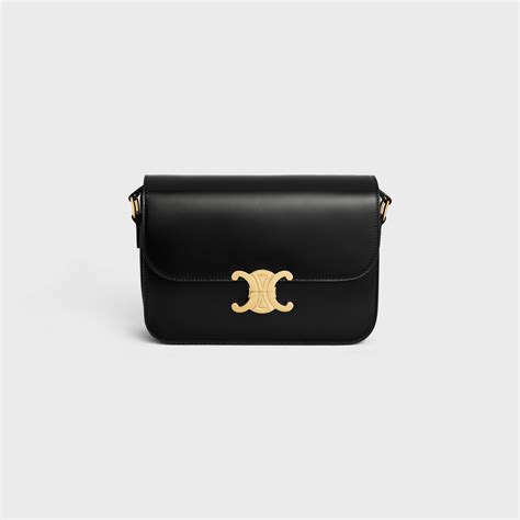 celine triomphe medium black|CLASSIQUE TRIOMPHE BAG IN SHINY CALFSKIN .